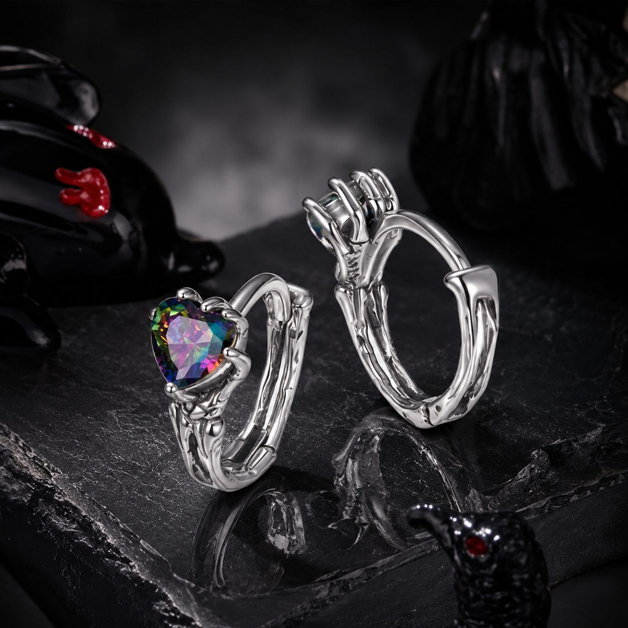 925 Sterling Silver Earrings with Transparent Glass for Women