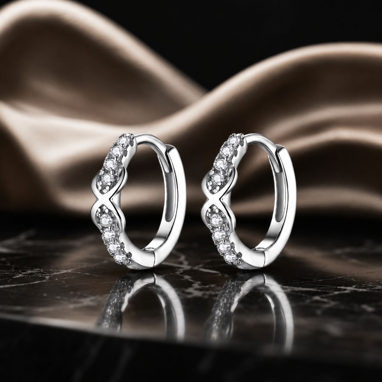 925 Sterling Silver Plated Platinum CZ Pavé Earrings for Women