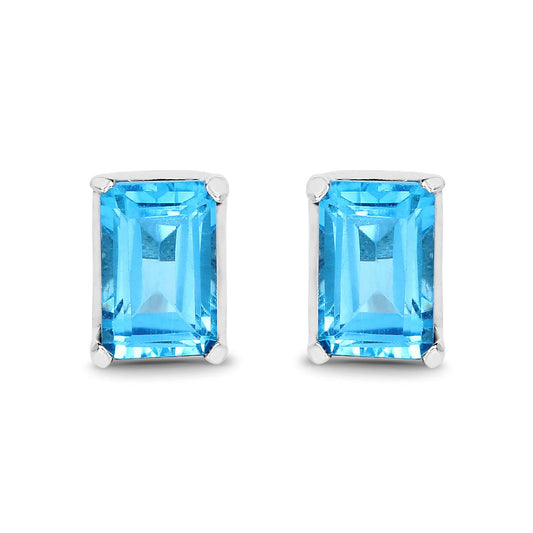 1.40 Carat Genuine Swiss Blue Topaz .925 Sterling Silver Earrings