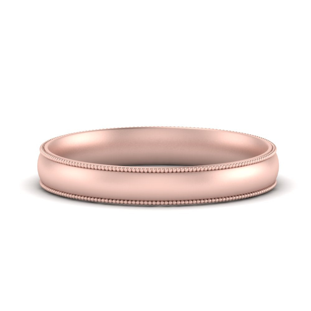 4 mm Milgrain Comfort Fit Mens Wedding Band