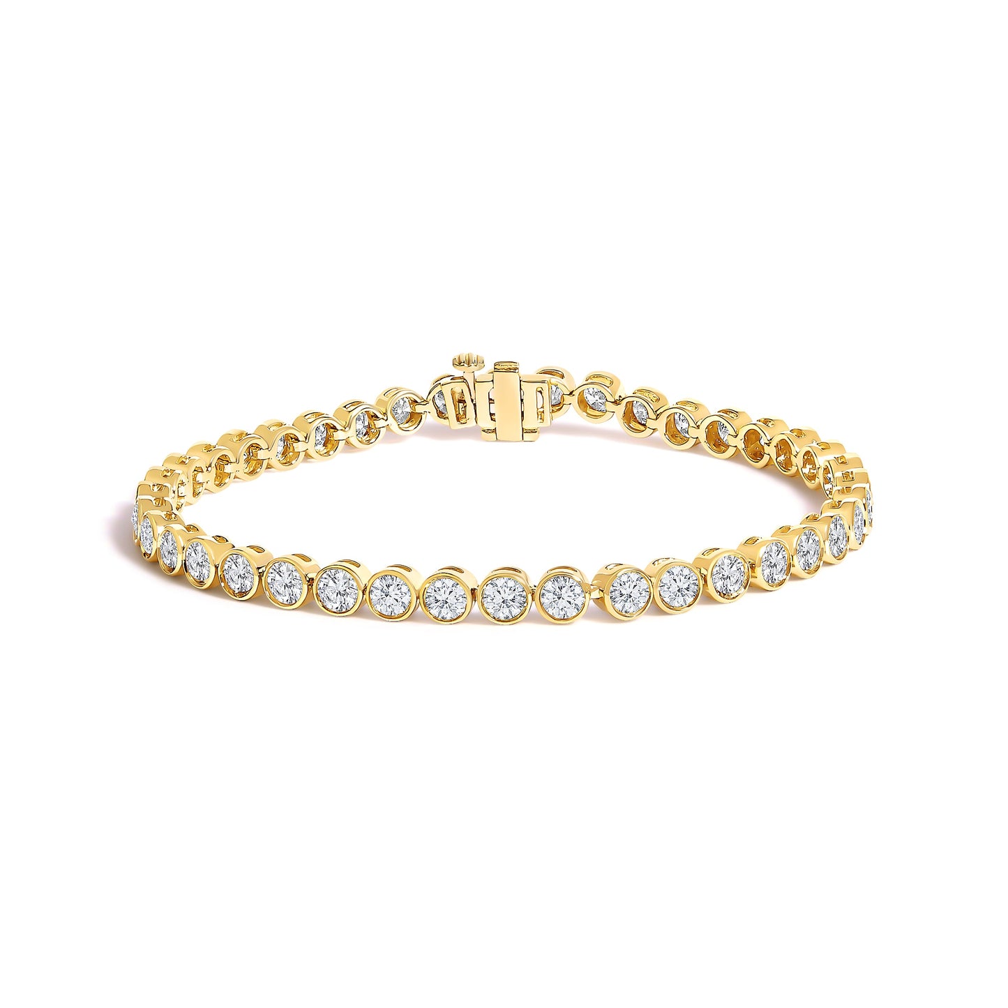 10K Yellow Gold 8.0 Cttw Bezel Set Round Diamond Tennis Bracelet