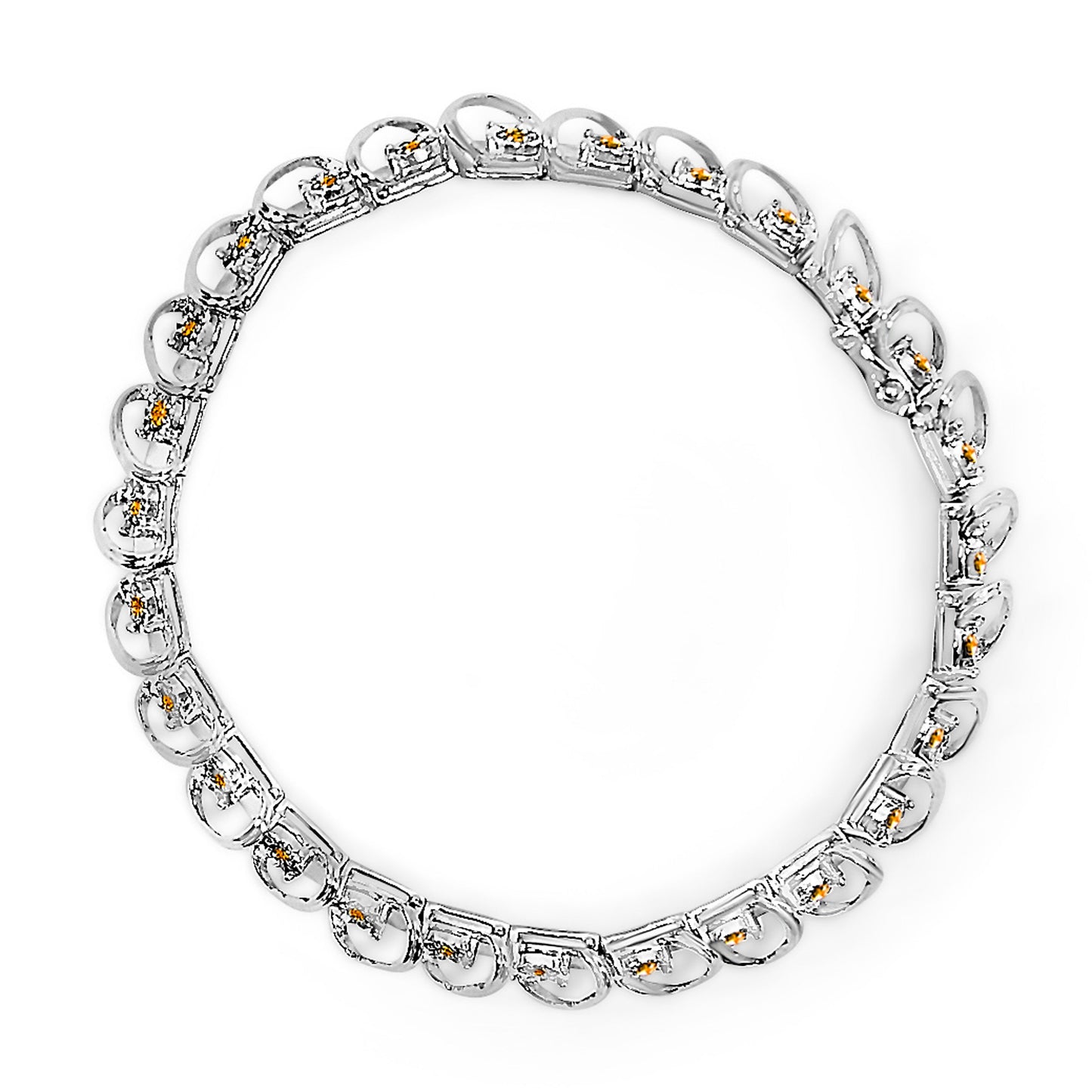 .925 Sterling Silver 3/4 Cttw Yellow Diamond Illusion Plate Looped Link Bracelet