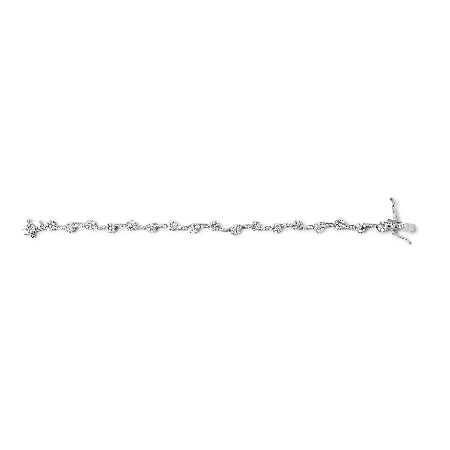 .925 Sterling Silver 2.0 Cttw Diamond Custer Link Bracelet