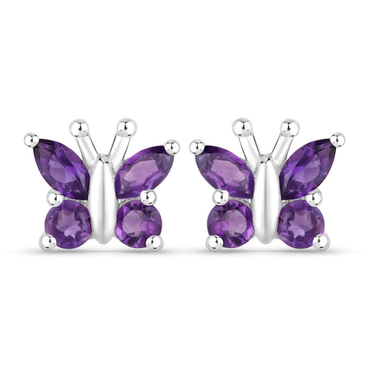 1.00 Carat Genuine Amethyst .925 Sterling Silver Earrings
