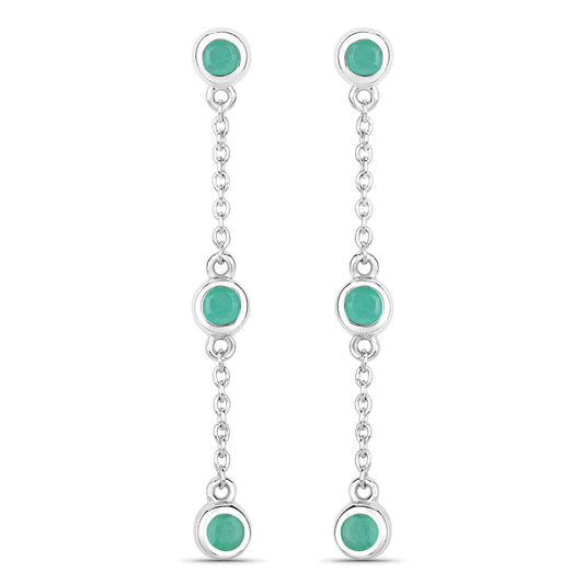 0.60 Carat Genuine Emerald .925 Sterling Silver Earrings