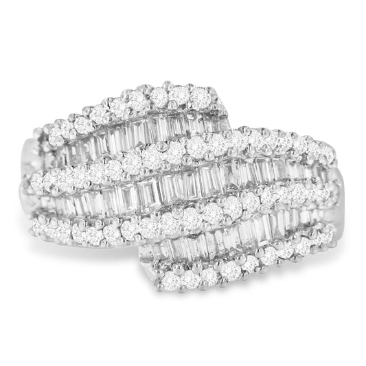 14K White Gold Diamond Cocktail Ring Band (1 3/4 Cttw, H-I Color, SI2-I1 Clarity) - Size 6-1/2