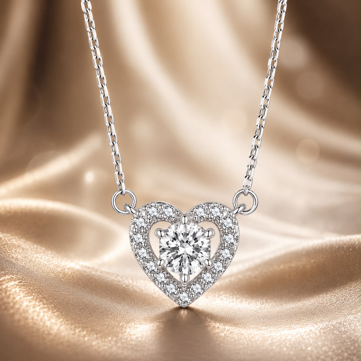 925 Sterling Silver Moissanite 0.5 Carat Necklace with CZ for Women