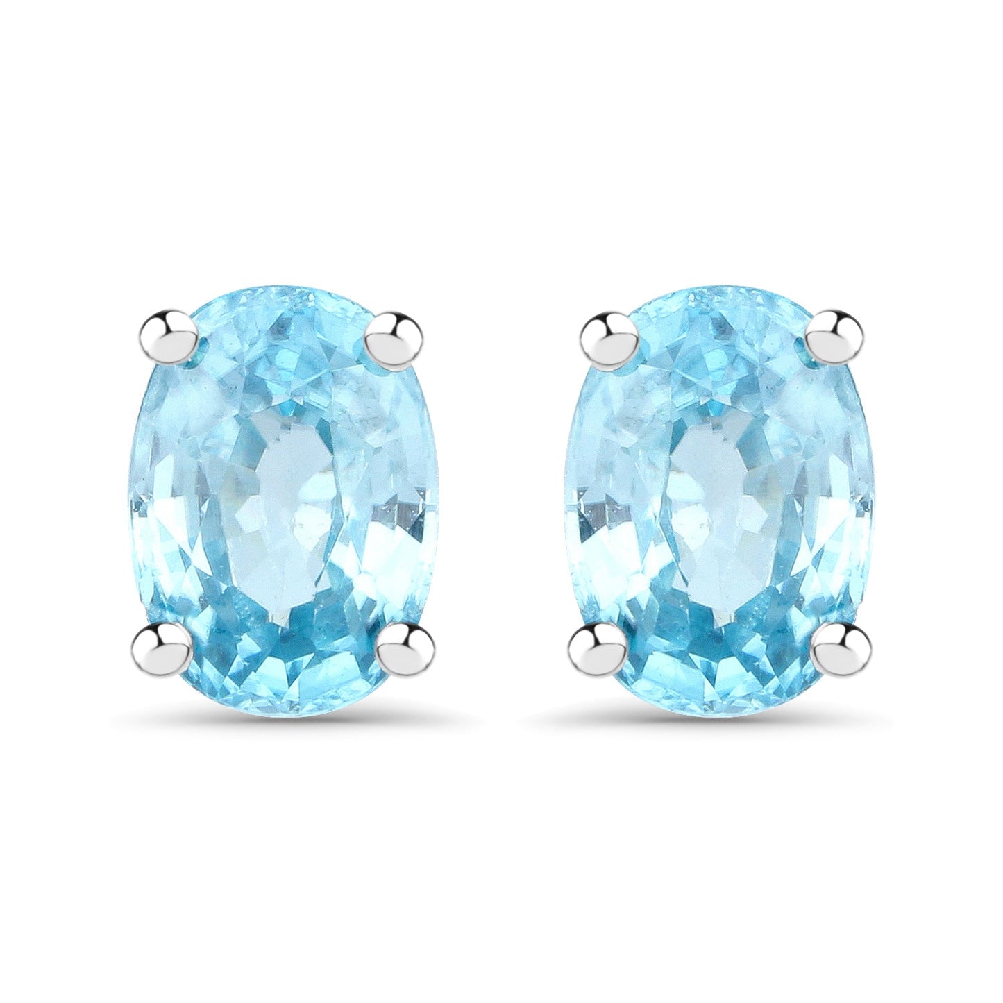 2.40 Carat Genuine Blue Zircon .925 Sterling Silver Earrings