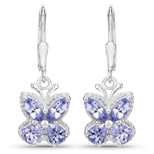 2.08 Carat Genuine Tanzanite .925 Sterling Silver Earrings