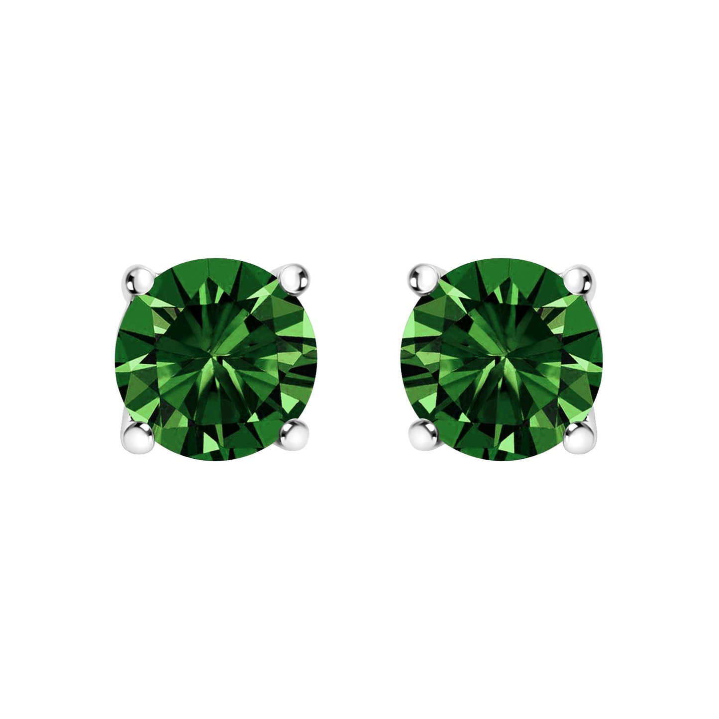 14K White Gold 1/2 Cttw Lab Grown Green Diamond Classic Solitaire Stud Earrings with Pushback