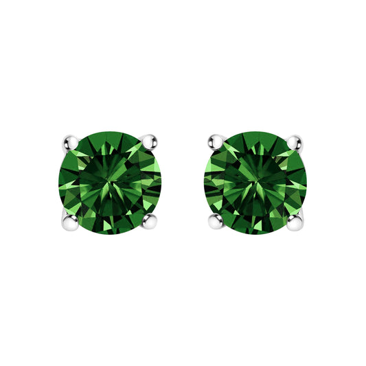 14K White Gold 1/2 Cttw Lab Grown Green Diamond Classic Solitaire Stud Earrings with Pushback