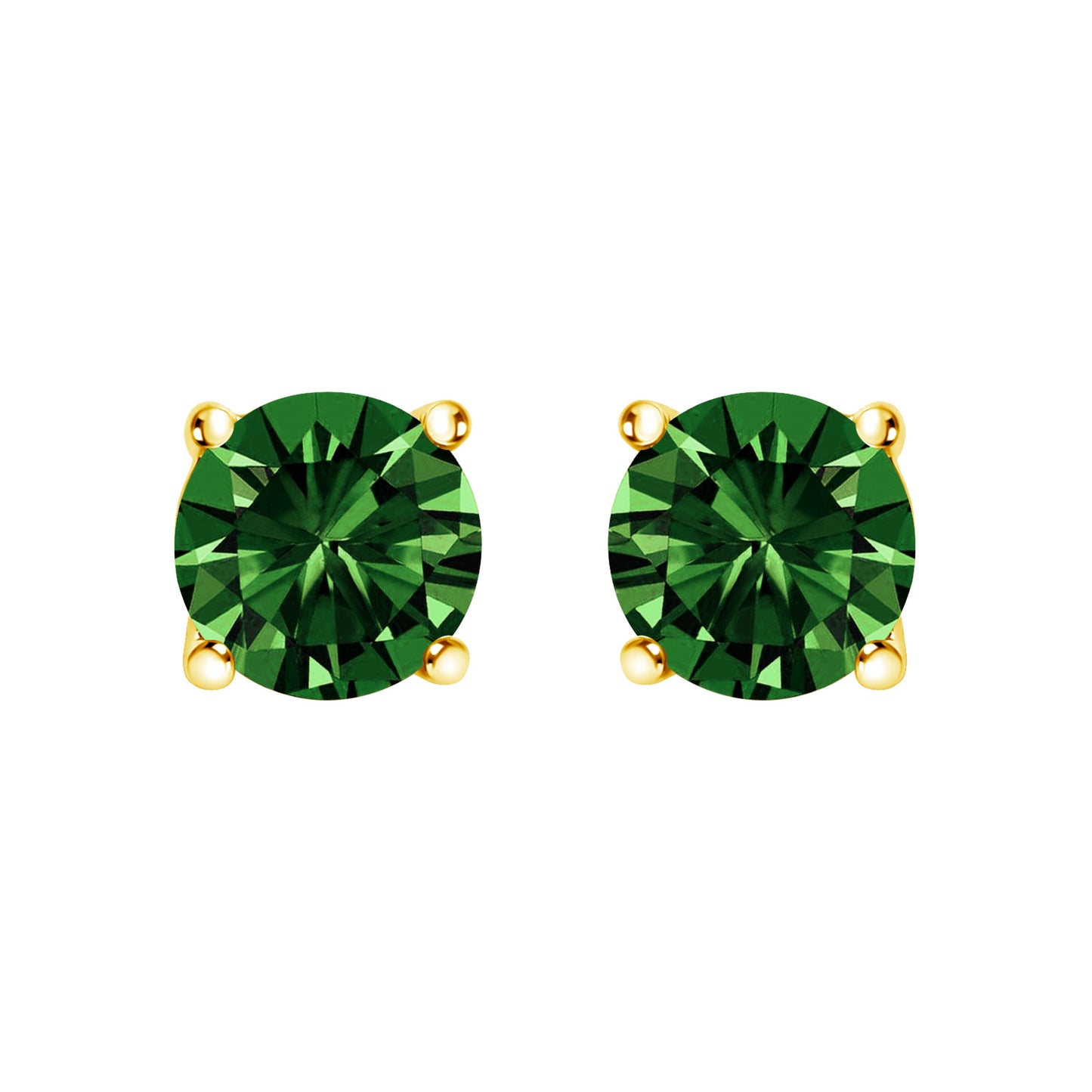 14K White Gold 1/2 Cttw Lab Grown Green Diamond Classic Solitaire Stud Earrings with Pushback