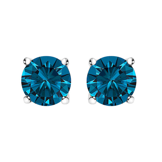 14K White Gold 1.00 Cttw Blue Lab Grown Diamond Stud Earrings with Screw Backs