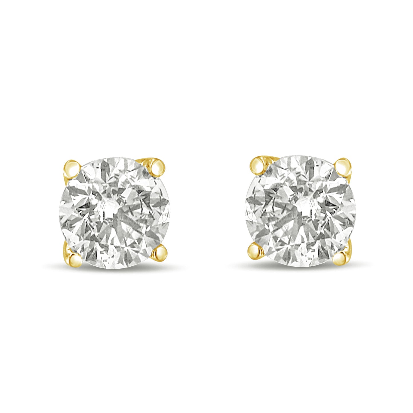 14K Yellow Gold 1.0 Cttw Lab Grown Diamond Solitaire Stud Earrings