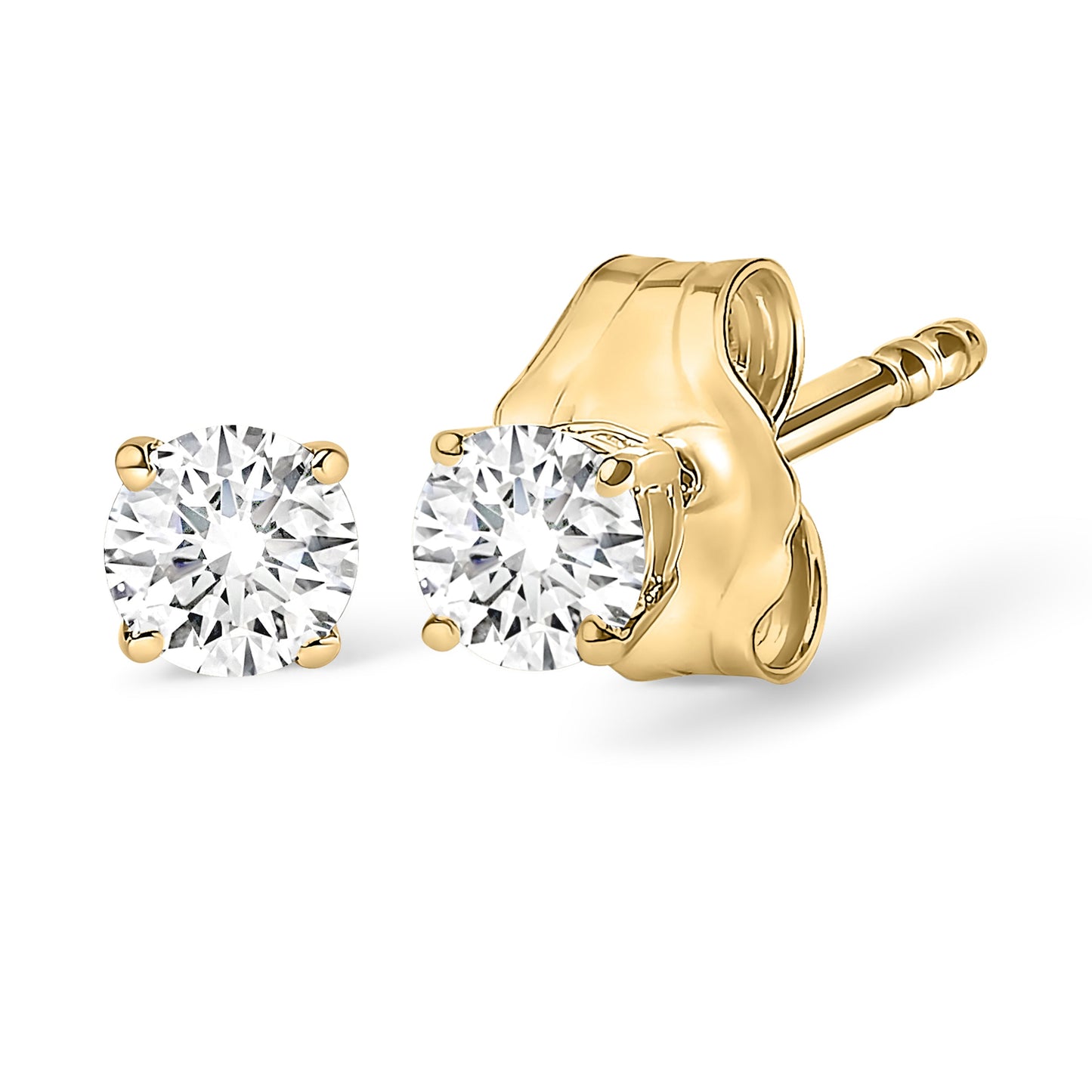 14K Yellow Gold 1.0 Cttw Lab Grown Diamond Solitaire Stud Earrings