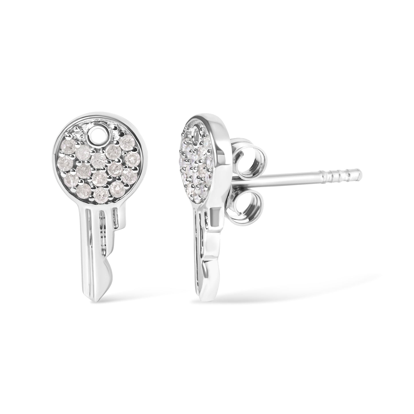 925 Sterling Silver 1/6ct TDW Diamond Charm Earrings