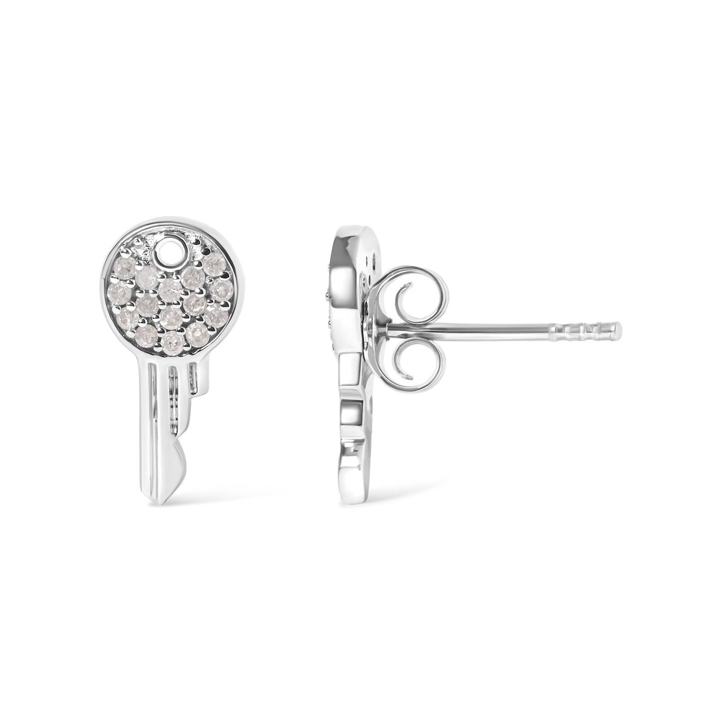 925 Sterling Silver 1/6ct TDW Diamond Charm Earrings
