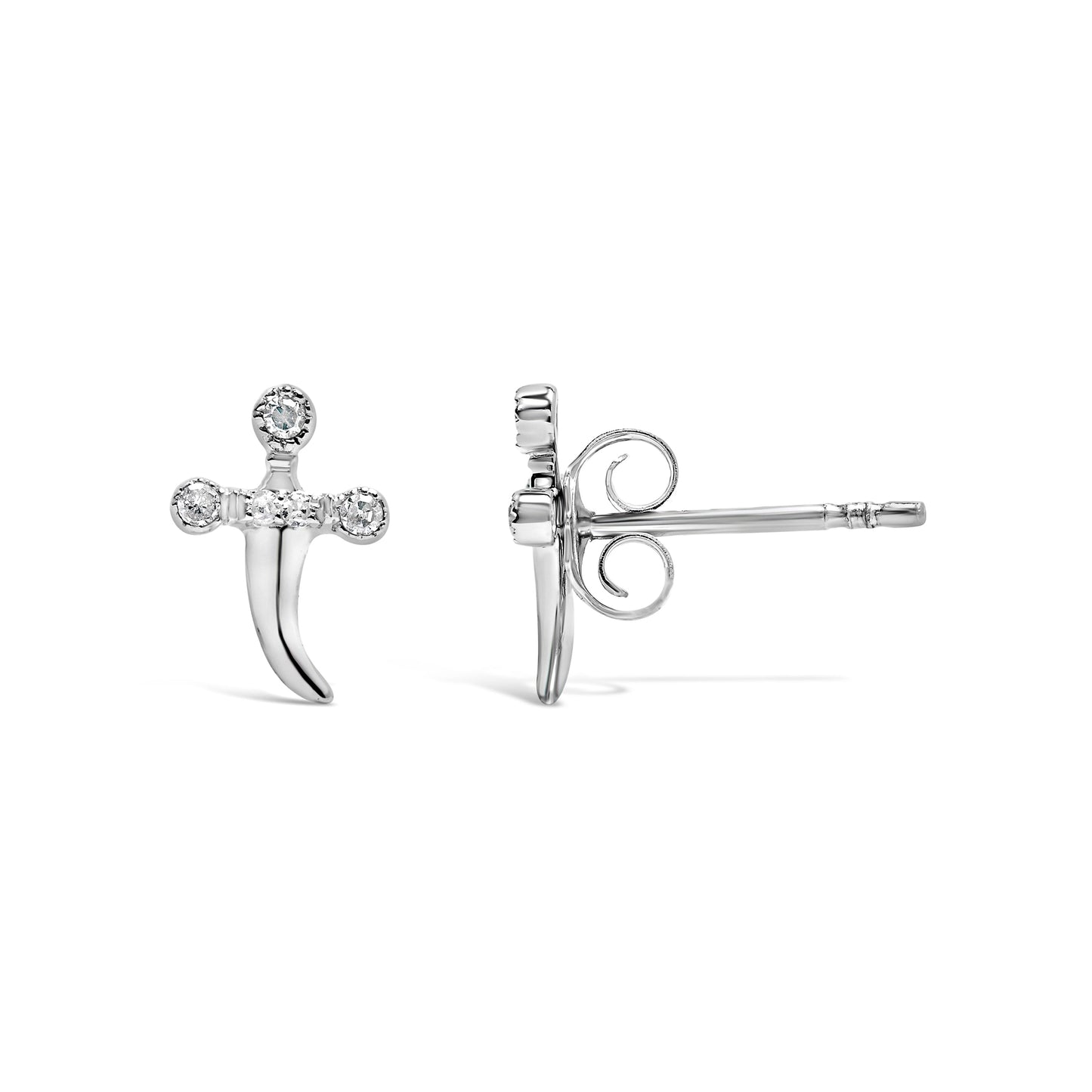 .925 Sterling Silver Diamond Accent Knife Earrings (H-I Color, I2-I3 Clarity)