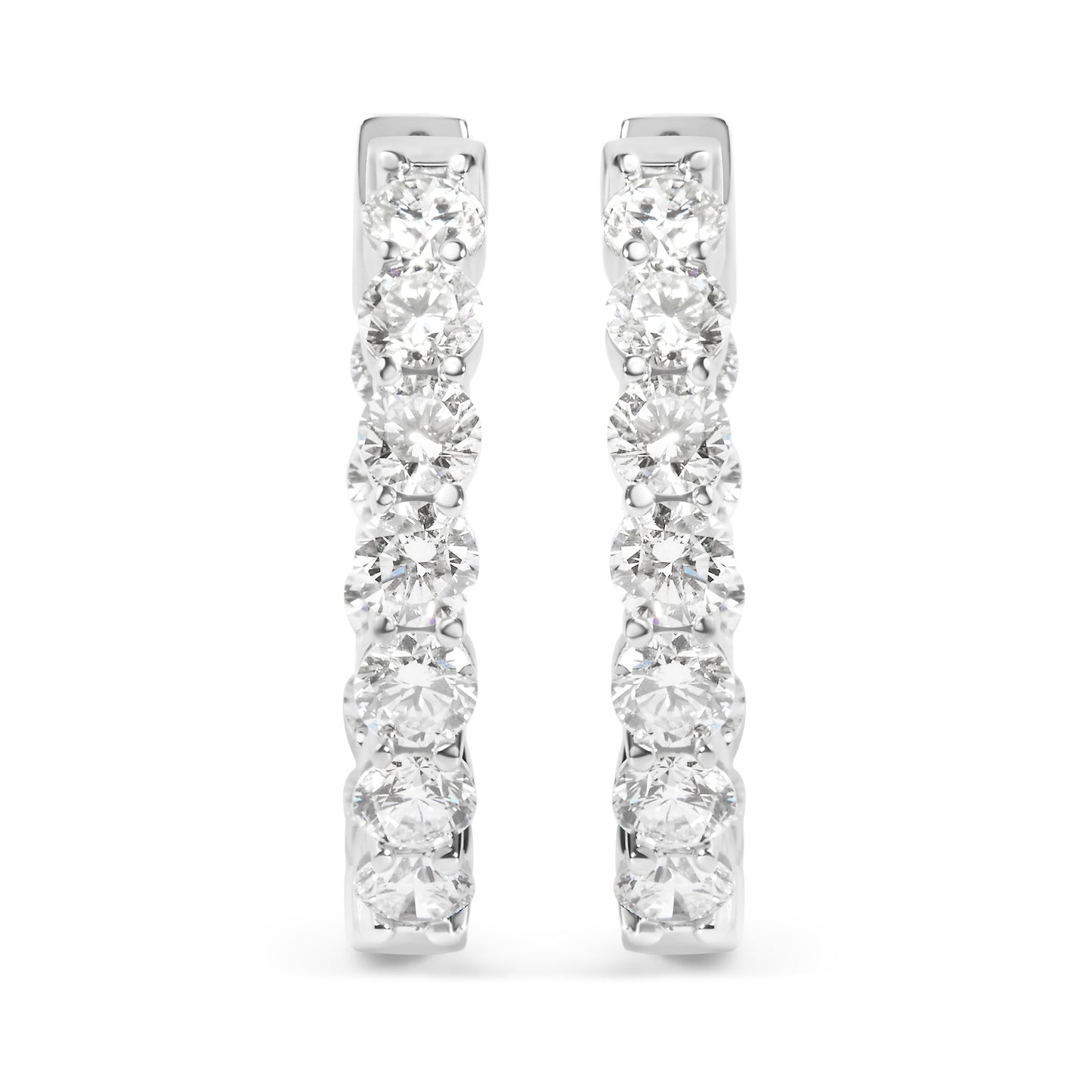 14K White Gold 5.00 Cttw Lab-Grown Diamond Inside Out Hoop Earrings