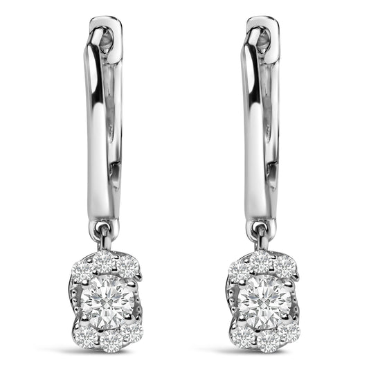 Sterling Silver 1/2 Cttw Lab Grown Diamond Floral Cluster Drop Earrings