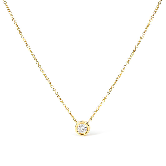 2 Micron 14K Rose Gold Plated Sterling Silver Bezel-Set Diamond Solitaire Pendant Necklace (1/3 cttw, H-I Color, I1-I2 Clarity)