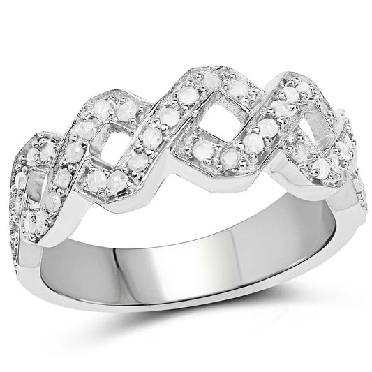 0.40 Carat Genuine White Diamond .925 Sterling Silver Ring