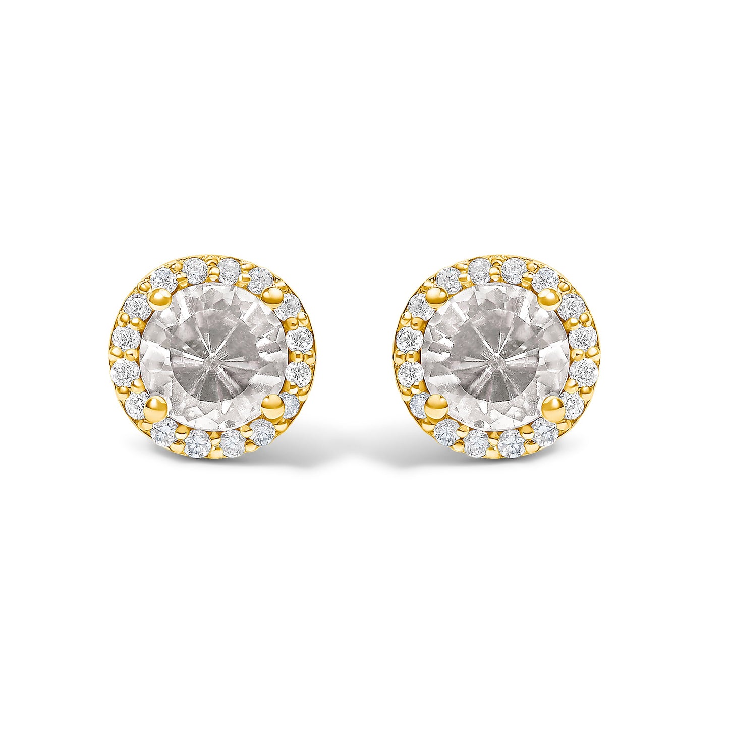 10K White Gold Purple Amethyst and 1/6 Cttw Diamond Halo Stud Earring