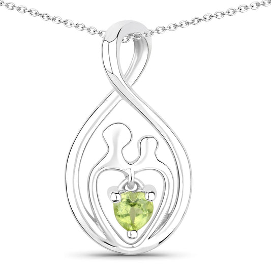 0.15 Carat Genuine Peridot .925 Sterling Silver Pendant