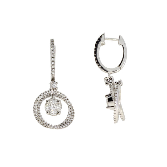 1.00ct Diamond Dangle Earrings 14KT White Gold
