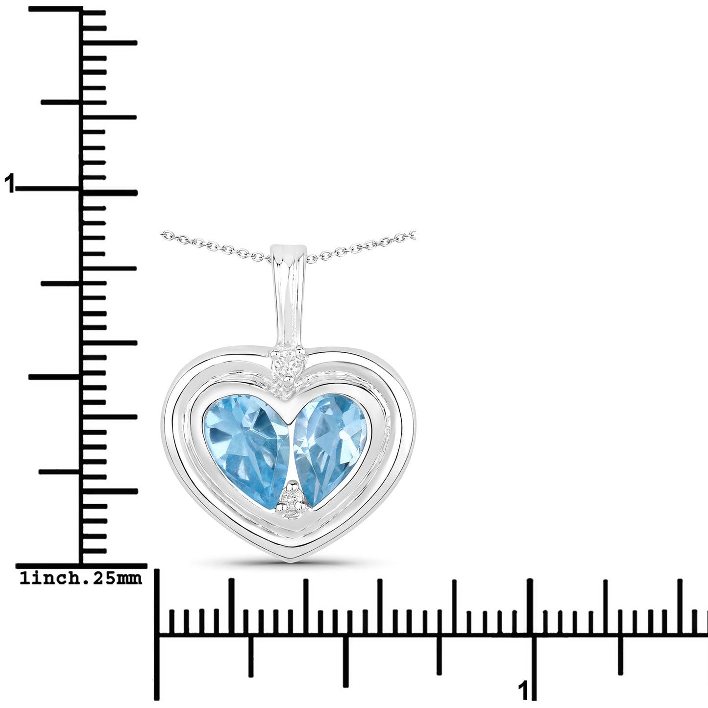 2.66 Carat Genuine Blue Topaz and White Topaz .925 Sterling Silver Pendant