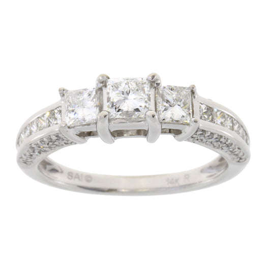 1.50ct Diamond 3 Stone Ring 14KT White Gold