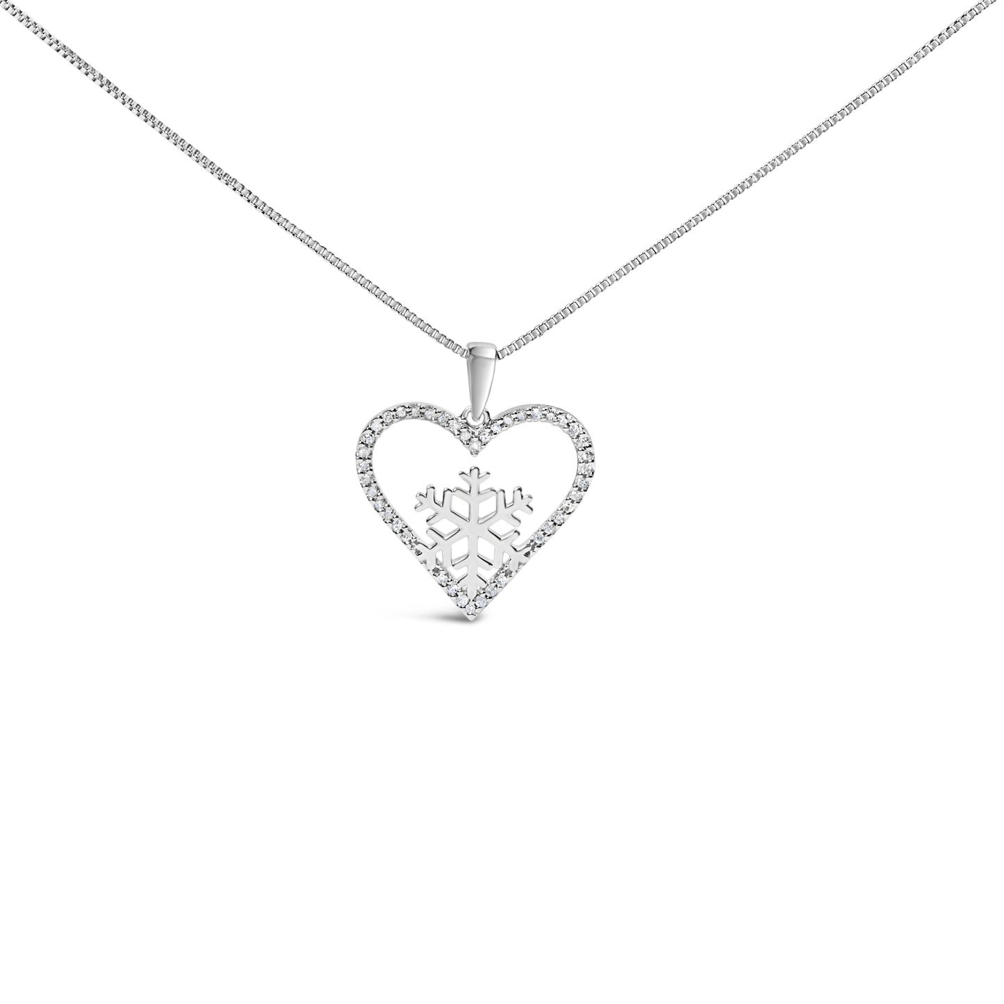925 Sterling Silver 1/10ct TDW Diamond Heart Pendant Necklace 18"