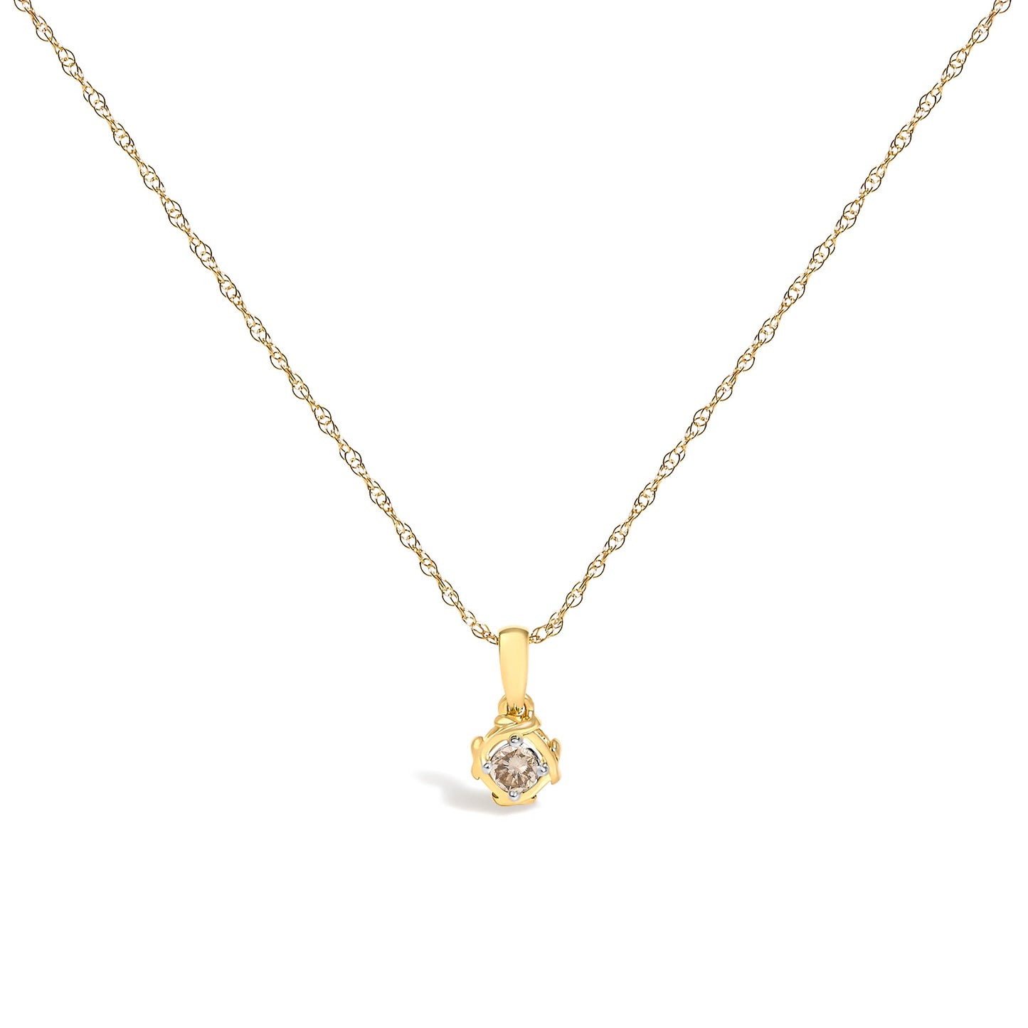 14K Yellow Gold Plated Sterling Silver 1/5 Cttw Diamond Swirl Pendant Necklace