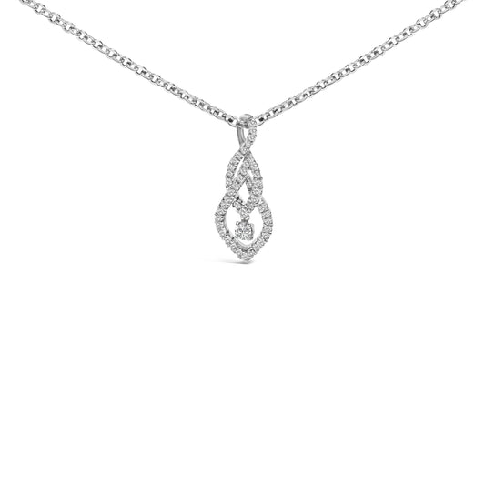 Sterling Silver 1/3 Cttw Diamond Swirl Teardrop Pendant Necklace