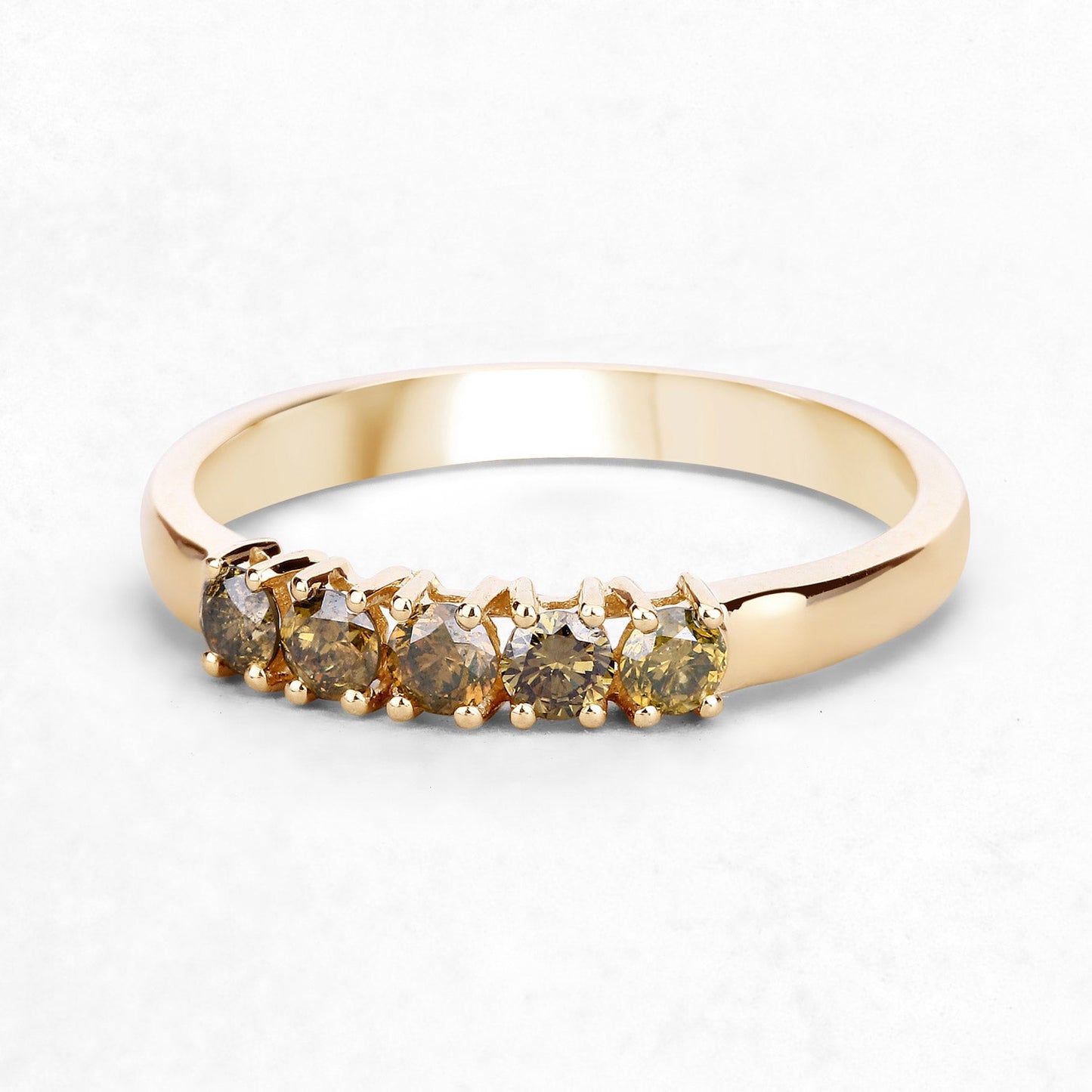 0.46 Carat Genuine Yellow Diamond 14K Yellow Gold Ring (I1-I2)