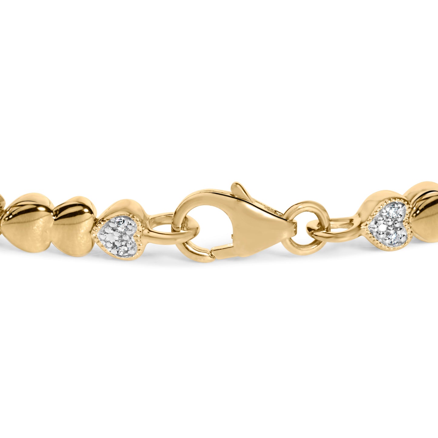 Gold Vermeil .925 Sterling Silver 1/7 Cttw Diamond Puff Heart Bangle Bracelet