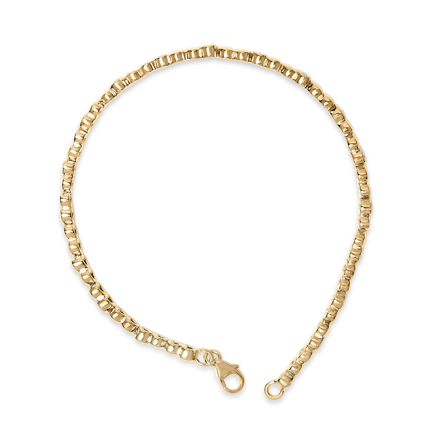 Gold Vermeil .925 Sterling Silver 1/7 Cttw Diamond Puff Heart Bangle Bracelet