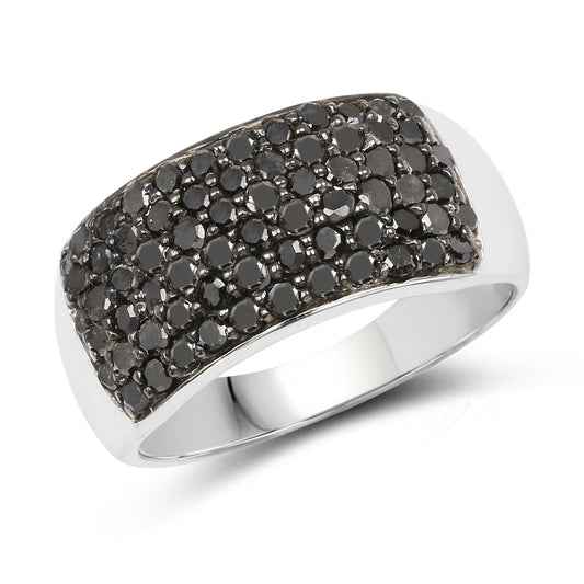 1.21 Carat Genuine Black Diamond .925 Sterling Silver Ring