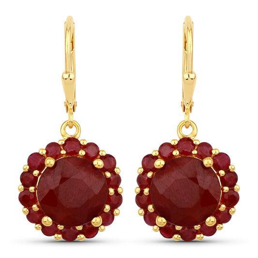 11.37 Carat Dyed Ruby and Ruby .925 Sterling Silver Earrings