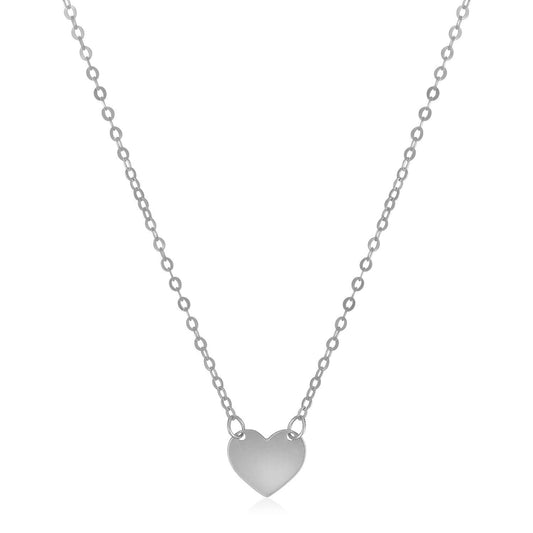 14k White Gold Polished Mini Heart Necklace