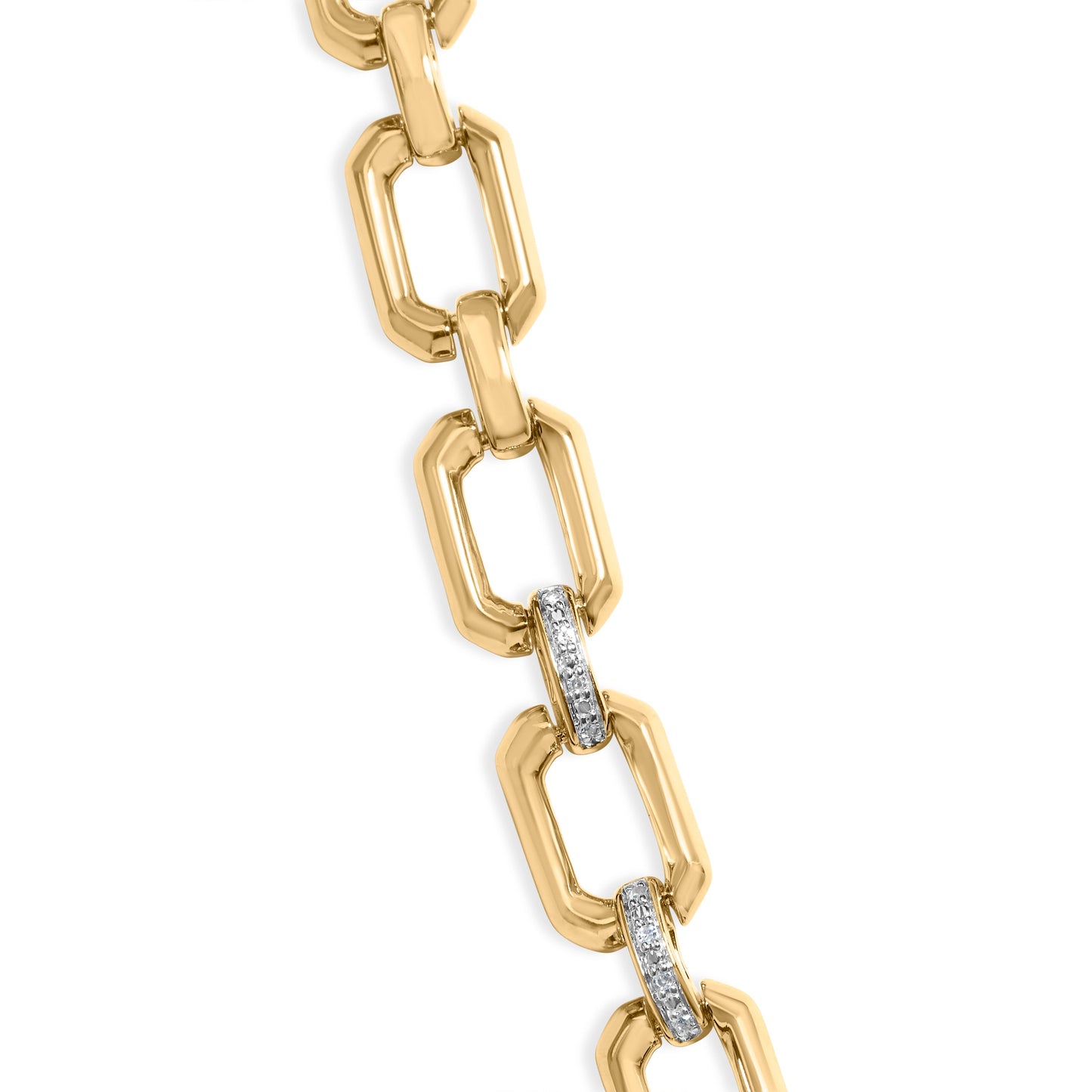 Gold Vermeil .925 Sterling Silver 1/4 Cttw Diamond Bold Octagonal Link Necklace