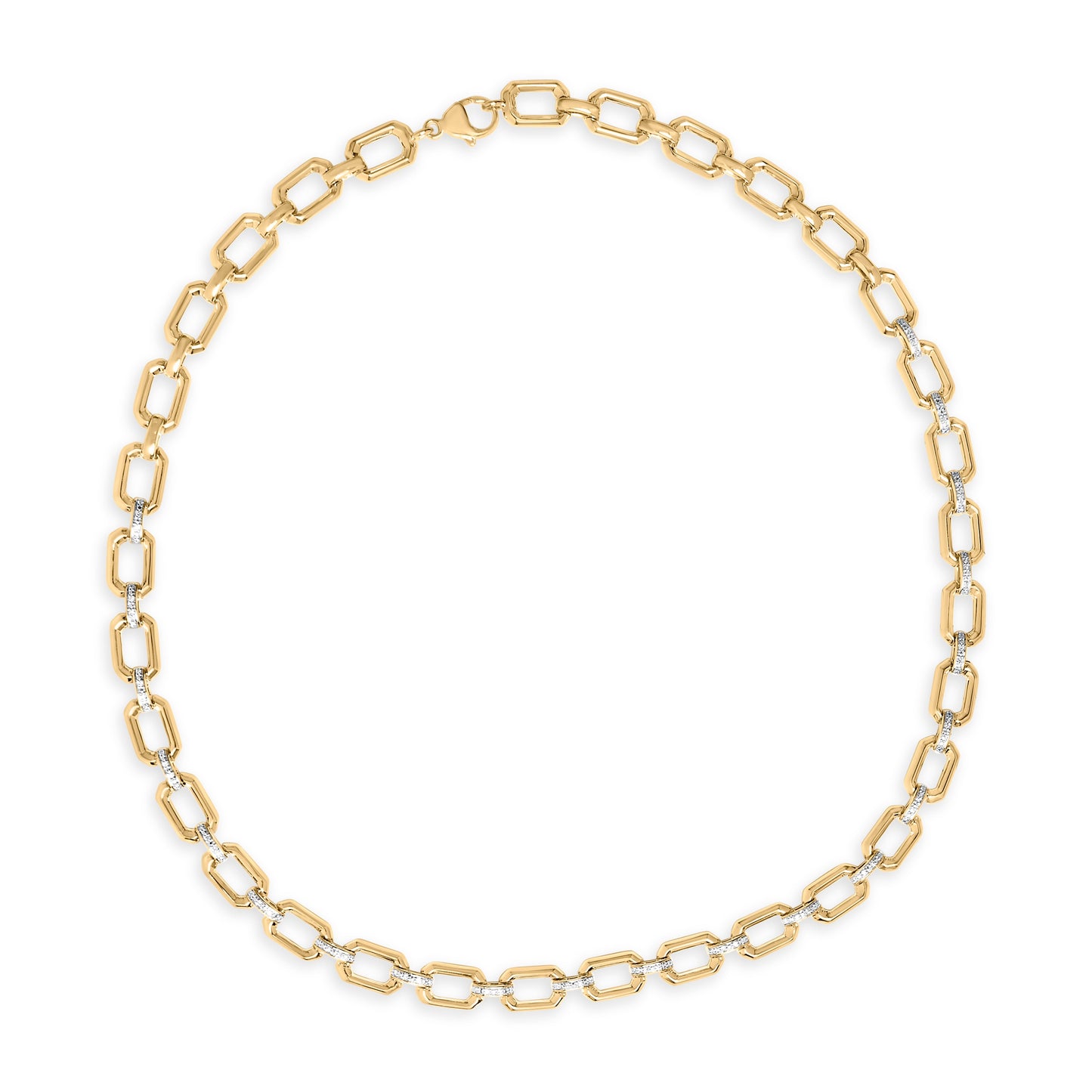 Gold Vermeil .925 Sterling Silver 1/4 Cttw Diamond Bold Octagonal Link Necklace