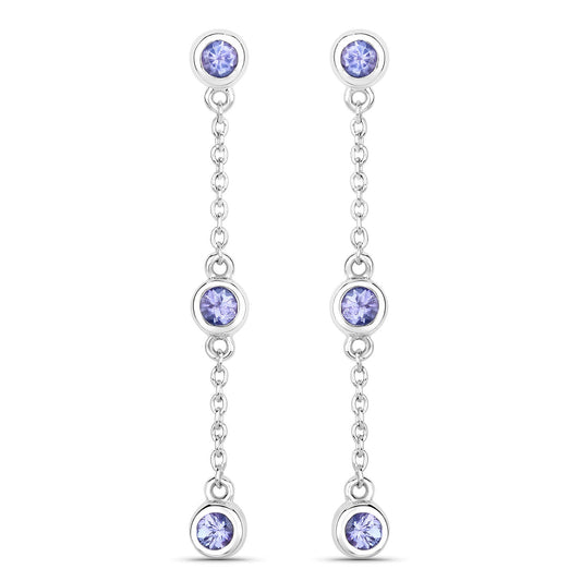 0.60 Carat Genuine Tanzanite .925 Sterling Silver Earrings