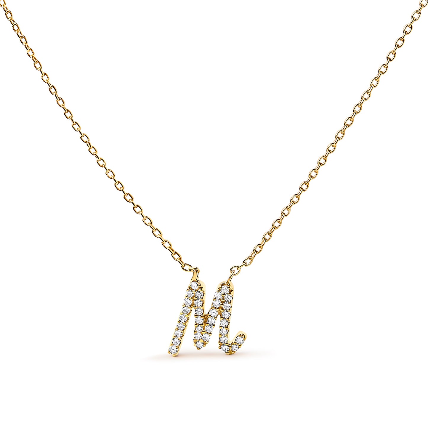 14K White Gold Diamond Accent "A" Initial Script Style Pendant Necklace