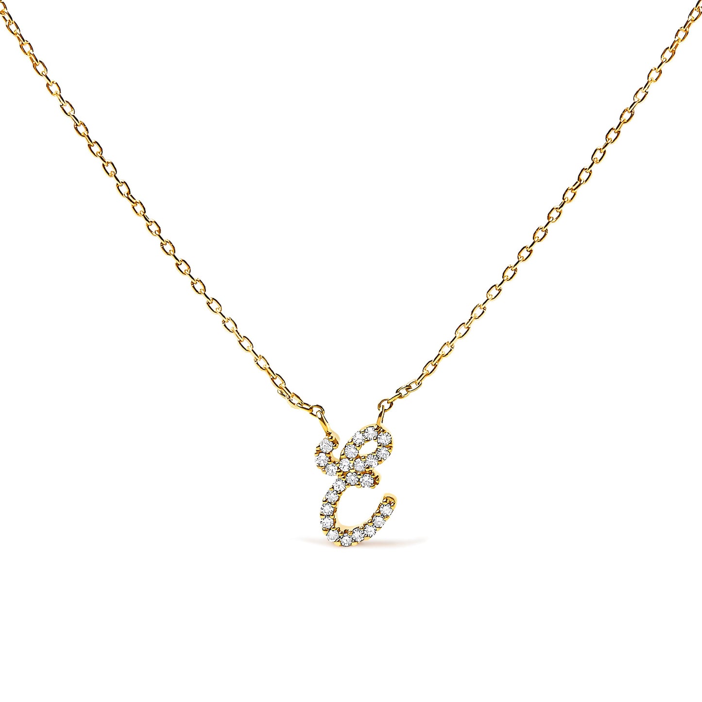14K White Gold Diamond Accent "A" Initial Script Style Pendant Necklace
