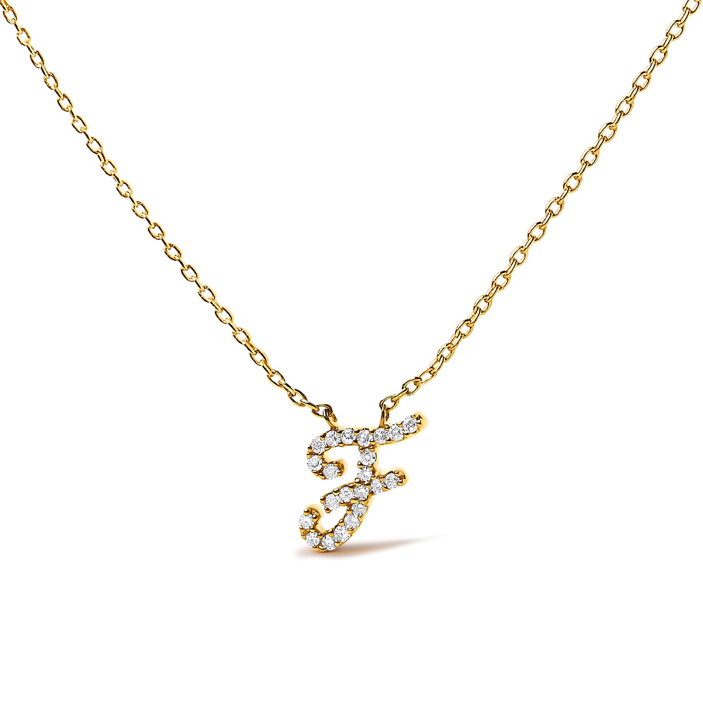 14K White Gold Diamond Accent "A" Initial Script Style Pendant Necklace