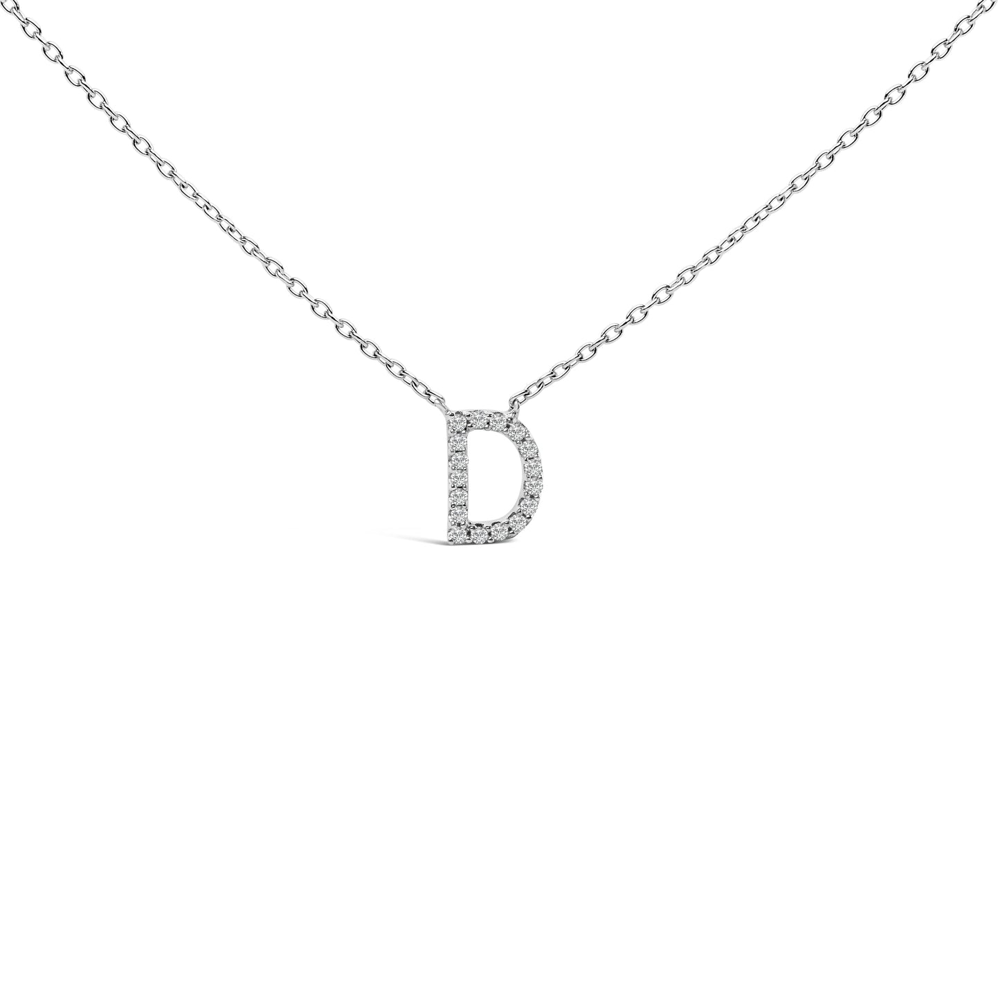 10K White Gold Diamond Accent "A" Block Initial Pendant Necklace
