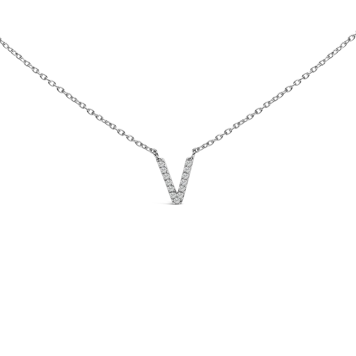 10K White Gold Diamond Accent "A" Block Initial Pendant Necklace