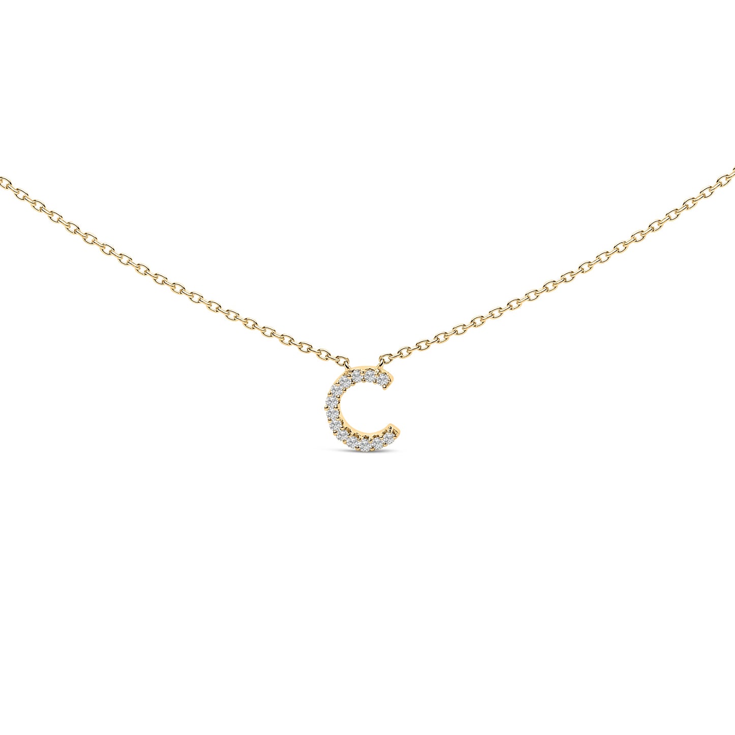 10K White Gold Diamond Accent "A" Block Initial Pendant Necklace