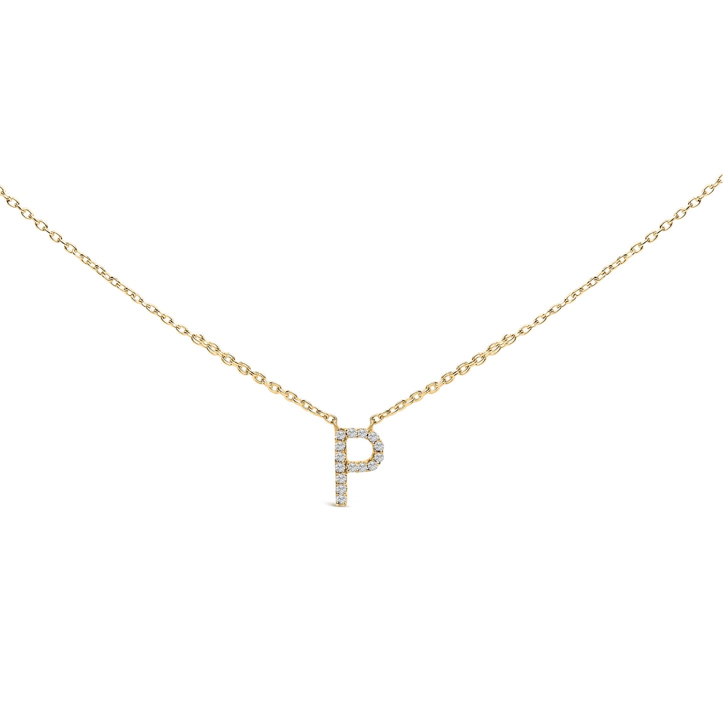 10K White Gold Diamond Accent "A" Block Initial Pendant Necklace